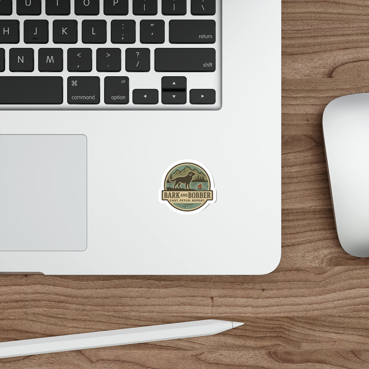 Die-Cut Dog Themed Stickers, Outdoor Adventure Vinyl Decals, Gift for Dog Lovers, Nature Sticker Set, Bark and Bobber Design