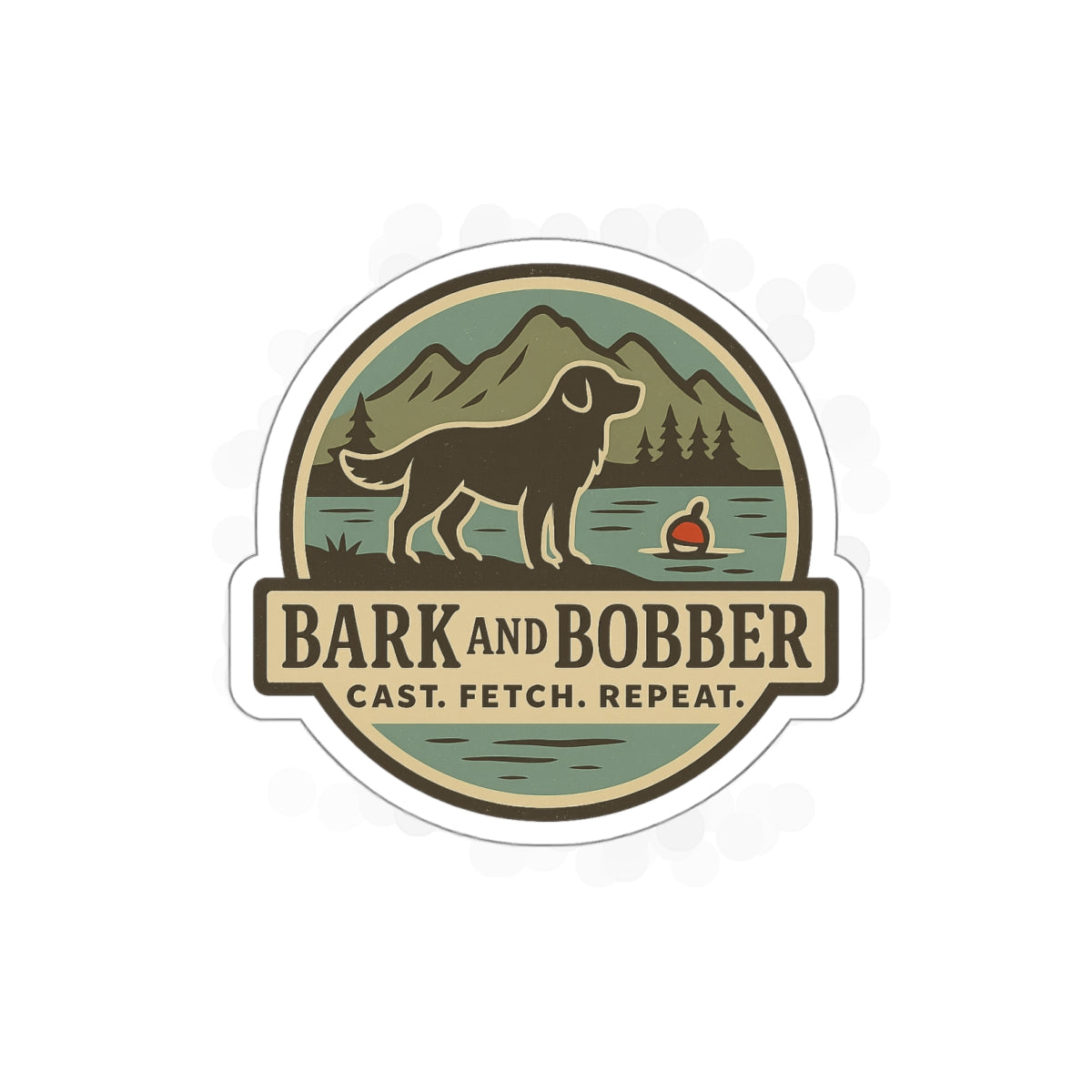 Die-Cut Dog Themed Stickers, Outdoor Adventure Vinyl Decals, Gift for Dog Lovers, Nature Sticker Set, Bark and Bobber Design