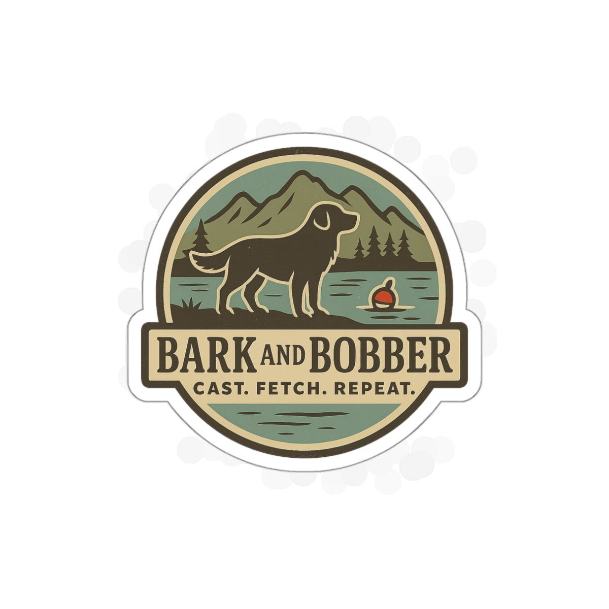 Die-Cut Dog Themed Stickers, Outdoor Adventure Vinyl Decals, Gift for Dog Lovers, Nature Sticker Set, Bark and Bobber Design