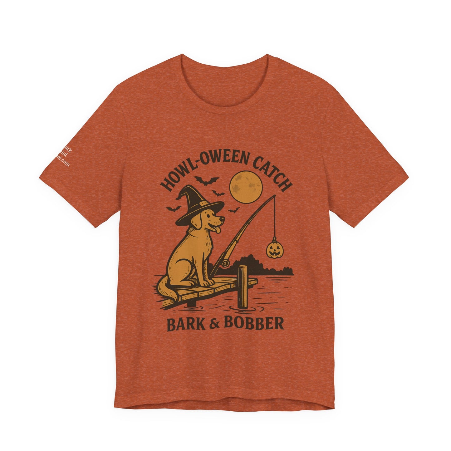 Halloween Dog Fishing Tee, Unisex Tee, Funny Pet Shirt, Dog Lover Gift, Spooky Season Apparel, Howl-o-Ween Catch