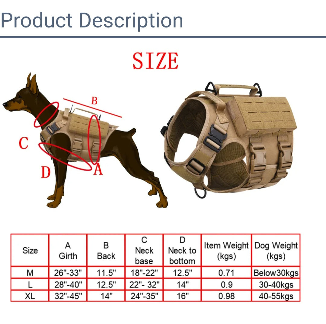 Adjustable Dog Harness, Padded, With Pouches