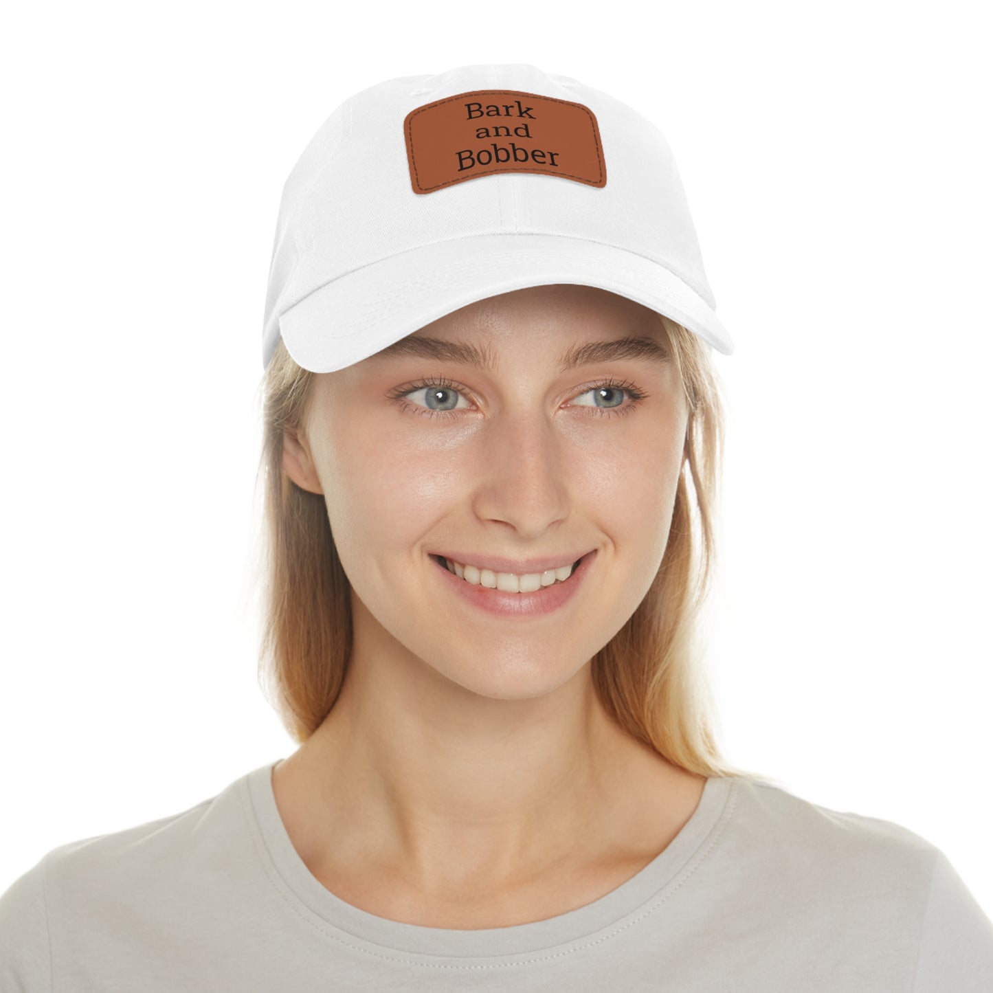 Stylish Dad Hat with Leather Patch - Bark and Bobber, Fishing Hat, Outdoor Cap, Gift for Dads, Summer Fashion, Casual Wear