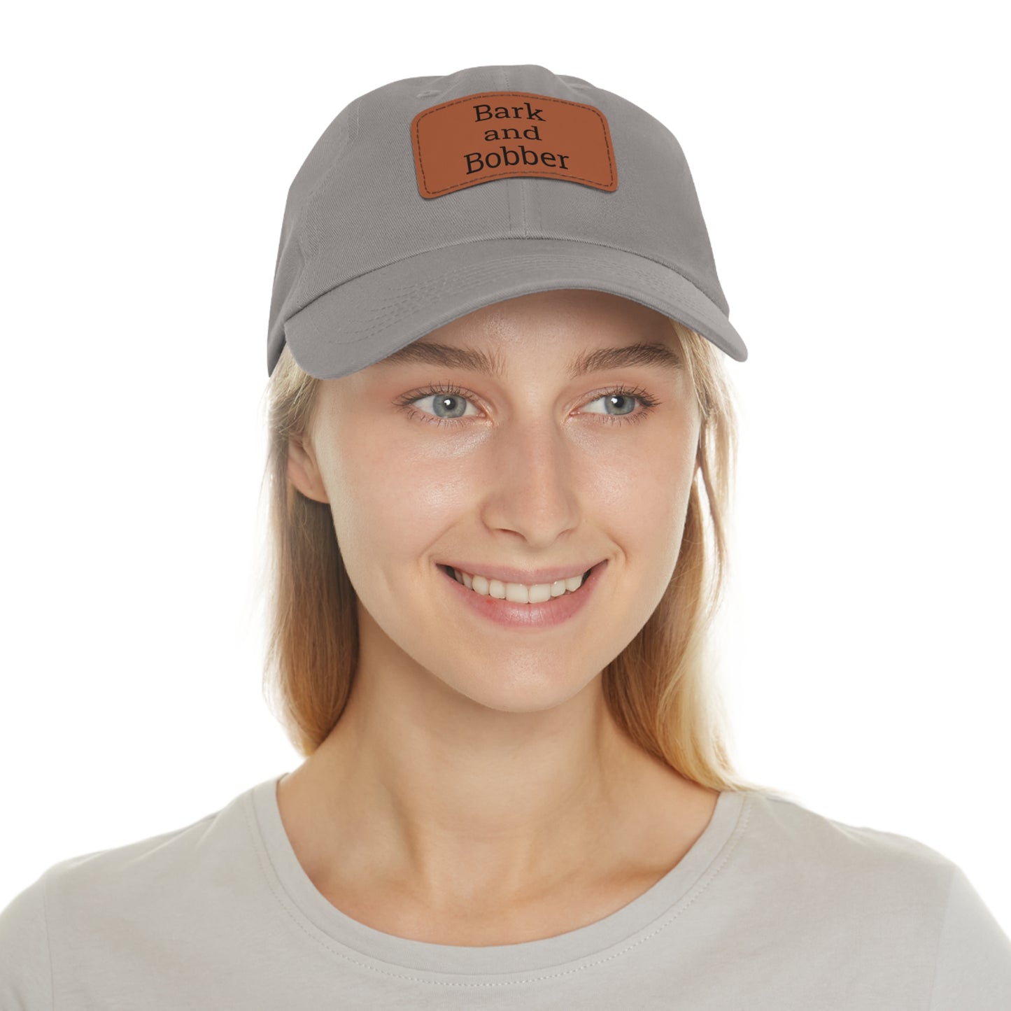 Stylish Dad Hat with Leather Patch - Bark and Bobber, Fishing Hat, Outdoor Cap, Gift for Dads, Summer Fashion, Casual Wear