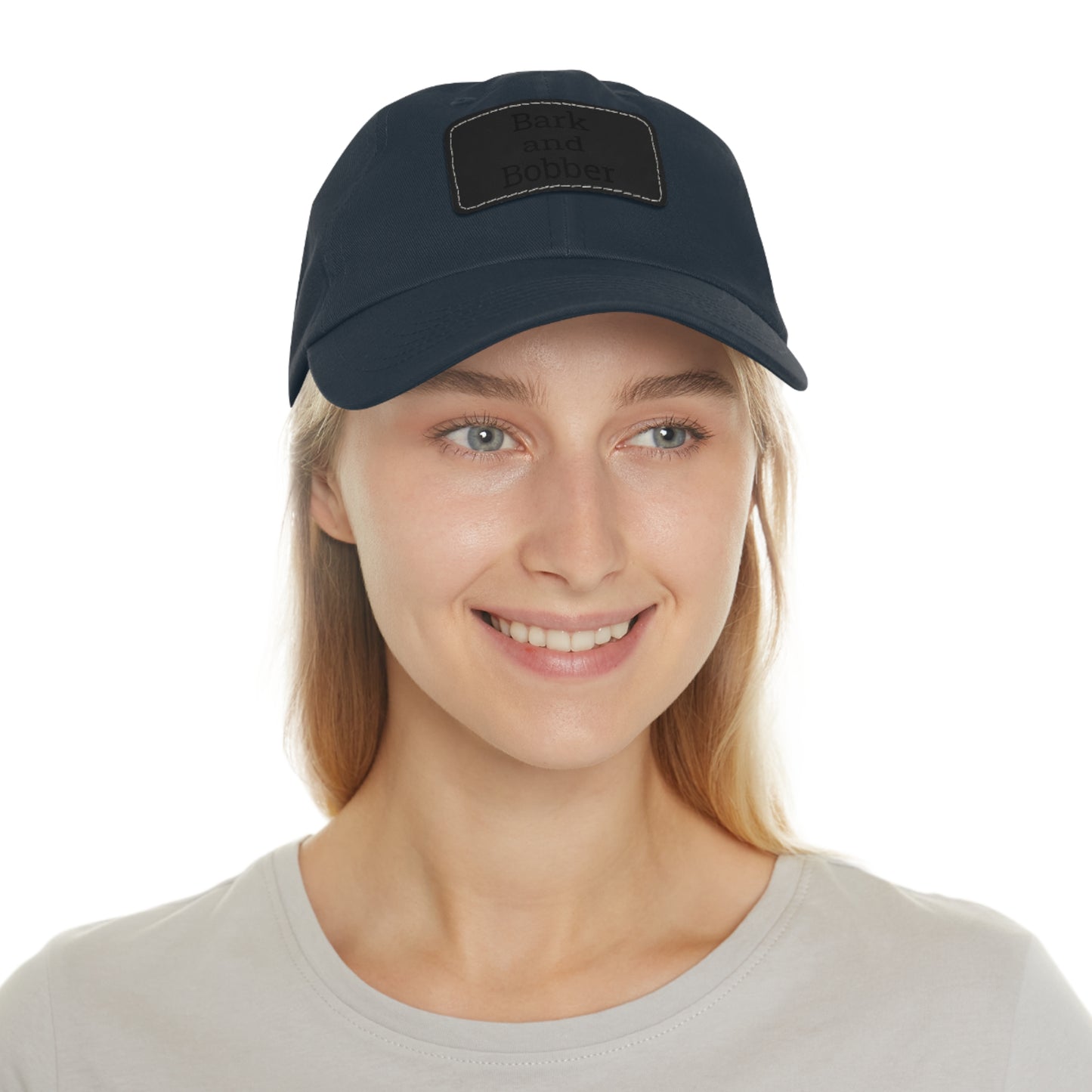 Stylish Dad Hat with Leather Patch - Bark and Bobber, Fishing Hat, Outdoor Cap, Gift for Dads, Summer Fashion, Casual Wear