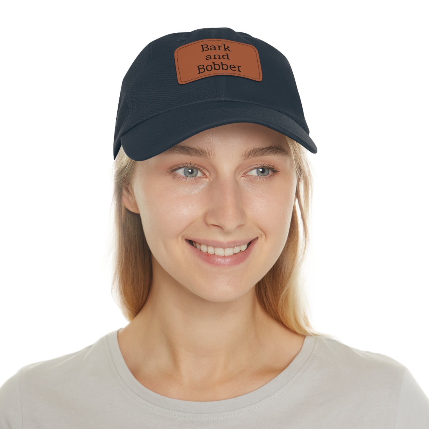 Stylish Dad Hat with Leather Patch - Bark and Bobber, Fishing Hat, Outdoor Cap, Gift for Dads, Summer Fashion, Casual Wear