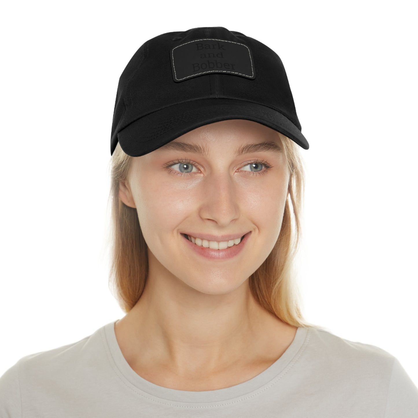 Stylish Dad Hat with Leather Patch - Bark and Bobber, Fishing Hat, Outdoor Cap, Gift for Dads, Summer Fashion, Casual Wear