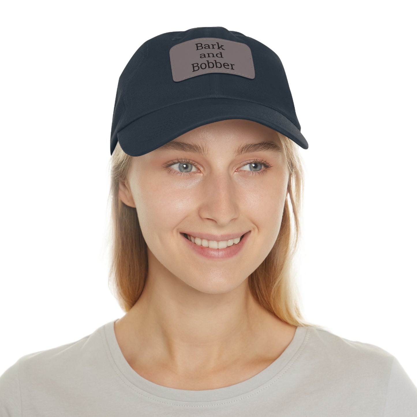 Stylish Dad Hat with Leather Patch - Bark and Bobber, Fishing Hat, Outdoor Cap, Gift for Dads, Summer Fashion, Casual Wear